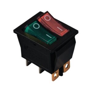 KCD2-2101N G+R/B 220V Перемикач 2 клав, зелений+червоний з підсвічуванням