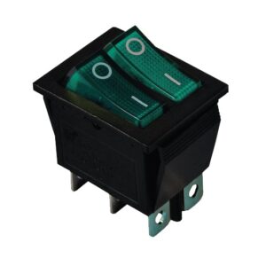 KCD2-2101N G+G/B 220V Перемикач 2 клав, зелений+зелений з підсвічуванням