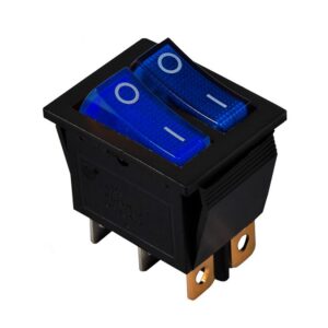 KCD2-2101N BL+BL/B 220V Перемикач 2 клав, синій+синій з підсвічуванням