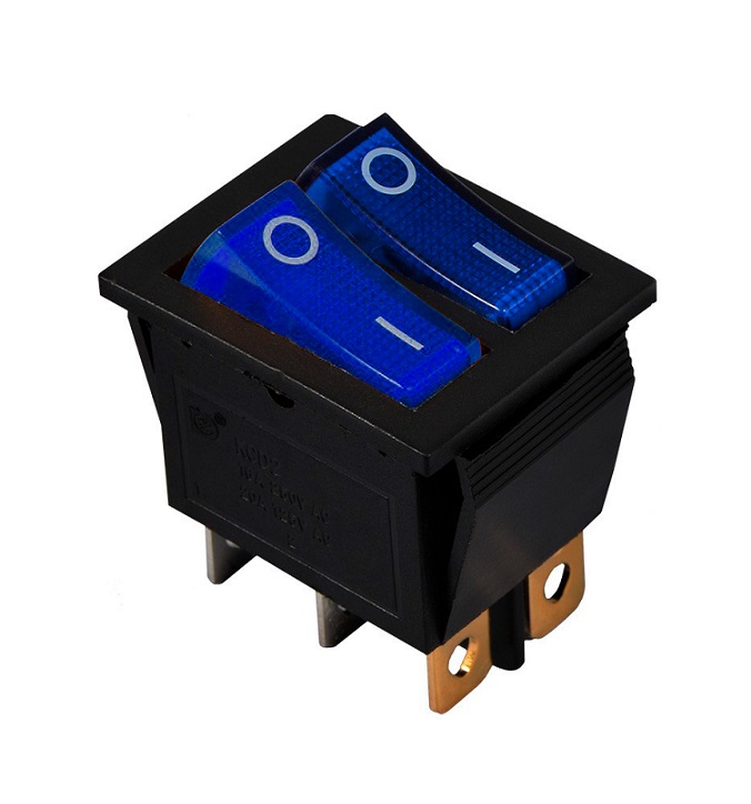 KCD2-2101N BL+BL/B 220V Перемикач 2 клав, синій+синій з підсвічуванням 1 KCD2-2101N BL+BL/B 220V Перемикач 2 клав, синій+синій з підсвічуванням