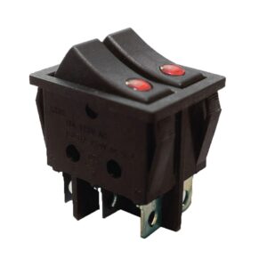 KCD2-2101EN R+R/B 220V Перемикач 2 клав, червоний з підсвічуванням