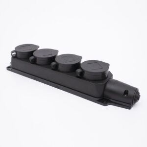 Розетка каучукова чотиримісна з захисними кришками 404 2Р+РЕ IP44 LEE