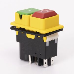 Пускова електромагнітна кнопка ESSB-102YC 5pin, жовта рамка TAKEL