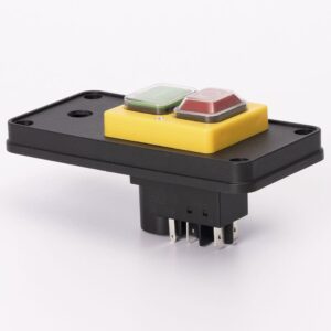 Пускова електромагнітна кнопка ESSB-132YC 5pin на панелі, жовта рамка TAKEL