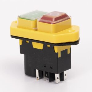 Пускова електромагнітна кнопка ESSB-142YC 5pin, жовта рамка TAKEL