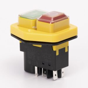 Пускова електромагнітна кнопка ESSB-152YC 5pin, жовта рамка TAKEL