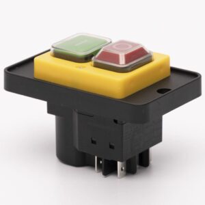 Пускова електромагнітна кнопка ESSB-161YC 6pin на панелі, жовта рамка TAKEL