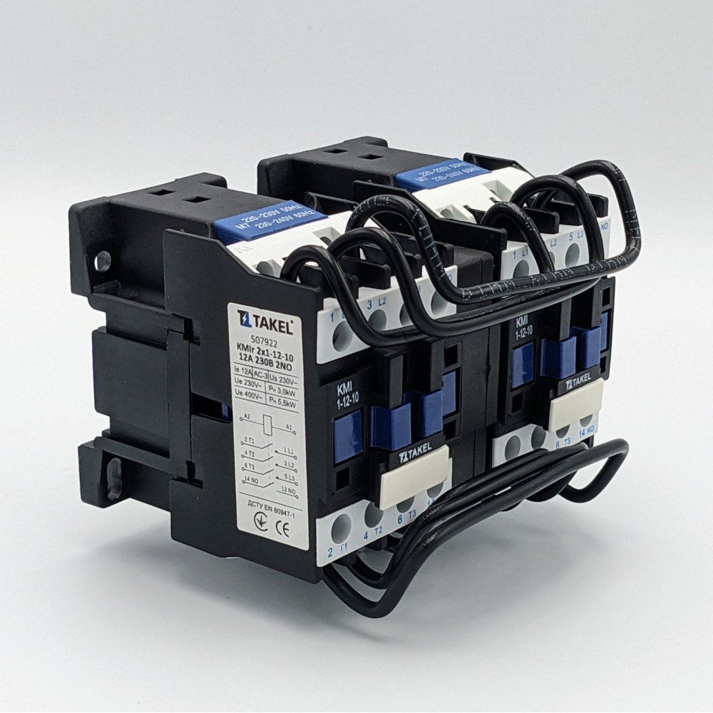 Контактор КМІr 2x1-12-10 12А 230В 2NO реверс TAKEL 1 Контактор КМІr 2x1-12-10 12А 230В 2NO реверс TAKEL