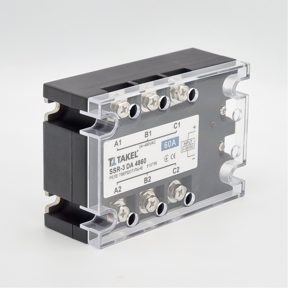 Реле твердотільне SSR-3 DA4860 60А TAKEL 1 Реле твердотільне SSR-3 DA4860 60А TAKEL