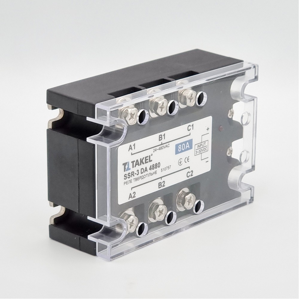 Реле твердотільне SSR-3 DA4880 80А TAKEL 1 Реле твердотільне SSR-3 DA4880 80А TAKEL