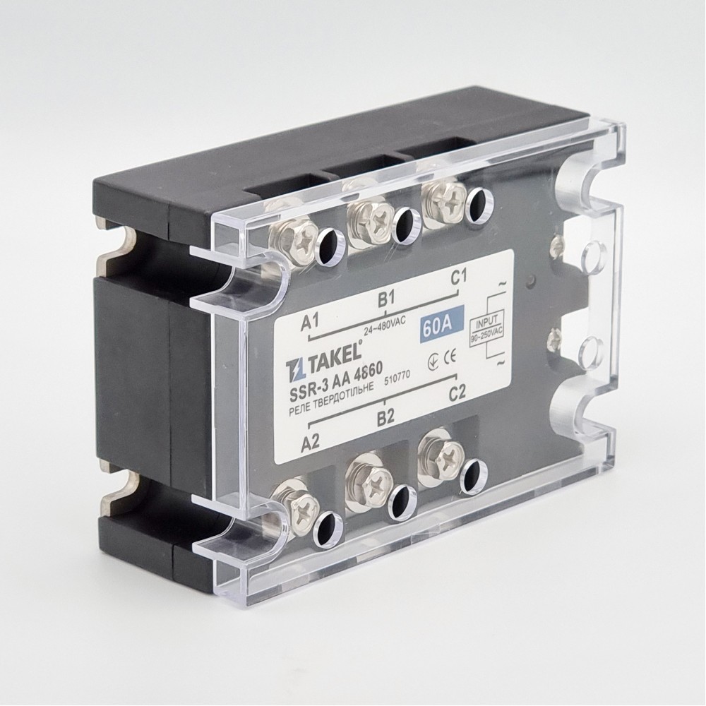 Реле твердотільне SSR-3 АA4860 60А TAKEL 1 Реле твердотільне SSR-3 АA4860 60А TAKEL