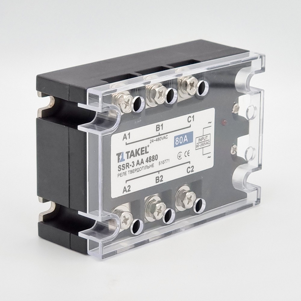 Реле твердотільне SSR-3 АA4880 80А TAKEL 1 Реле твердотільне SSR-3 АA4880 80А TAKEL