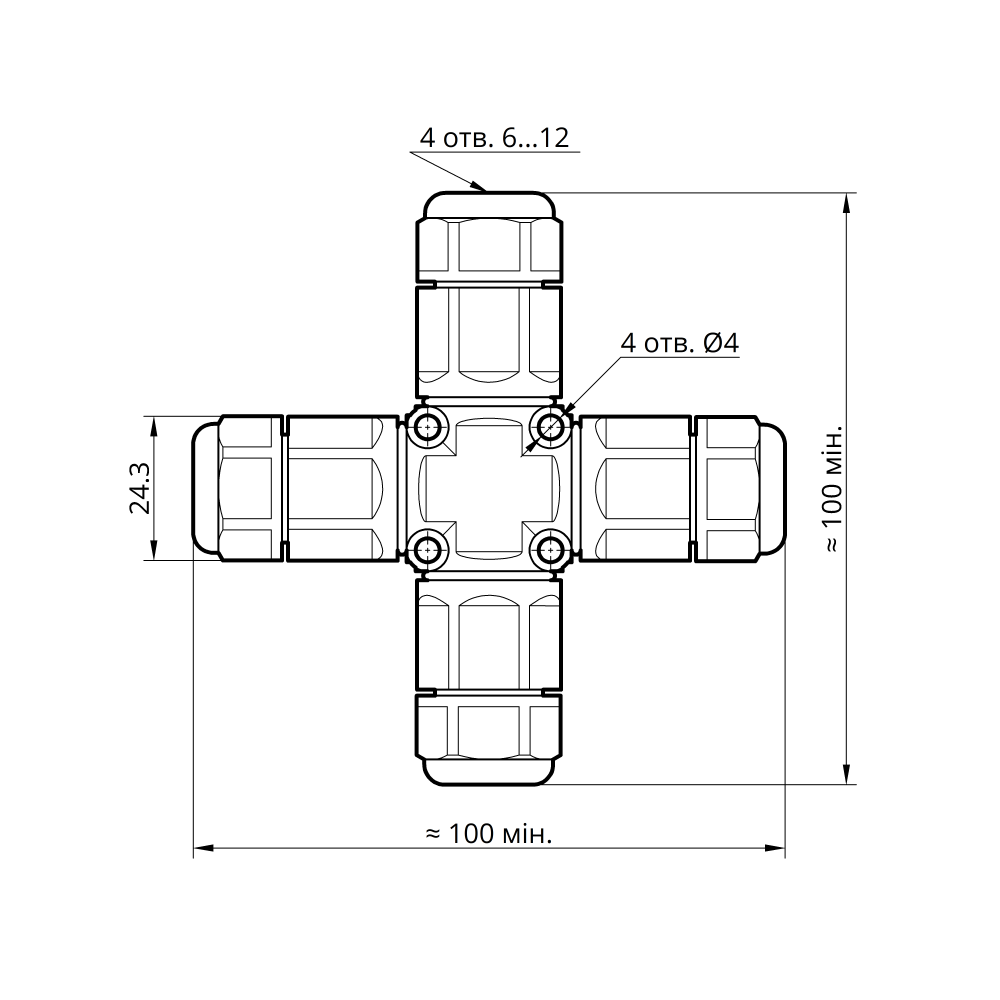 Конектор X-подібний XK20 3pin IP68 TAKEL 4 Конектор X-подібний XK20 3pin IP68 TAKEL - Зображення 4